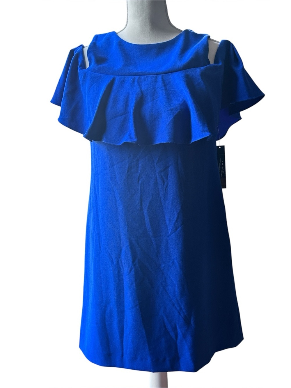 NWT Tahari Cold-Shoulder Ruffle Shift Dress